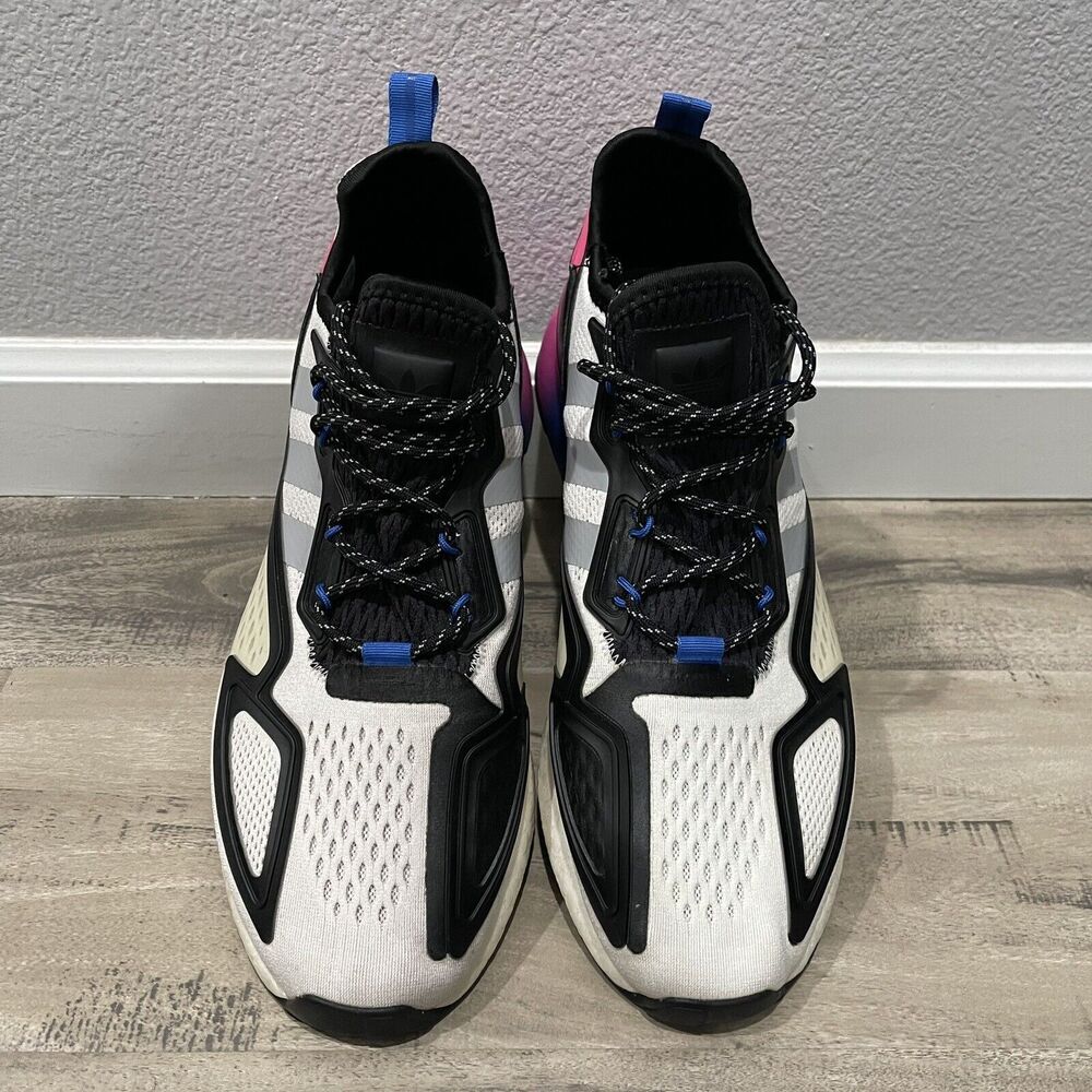 Adidas ZX 2K Boost Shoes Mens 10.5 White Blue Black Pink Running Athletic FX8835 - Picture 2 of 9
